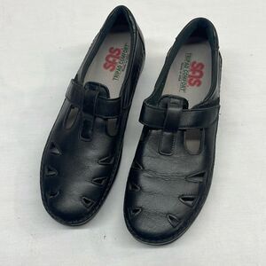 SAS Mary Janes EZ Strap Black Leather Walking Shoes